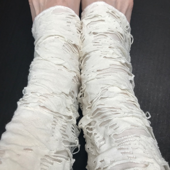 Mummy Costume Knee Socks White Leg Warmers Ghost Ripped Bandage Leg Wraps Covers - Picture 6 of 6